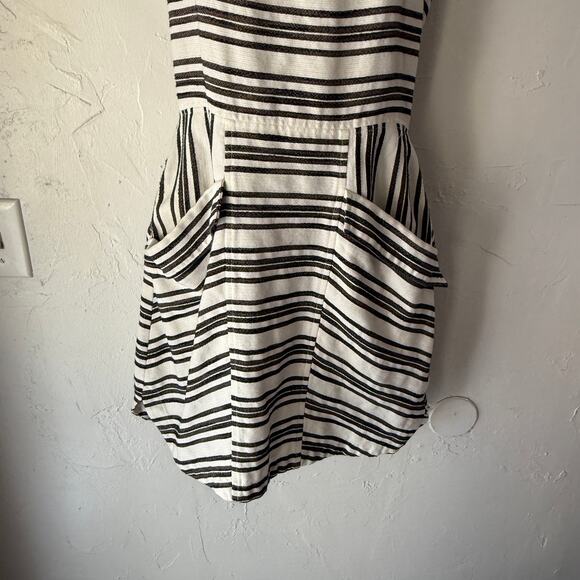 A.L.C. Striped Halter Dress Size 8 Black White Pocket Mini Dress Cotton Viscose - Picture 3 of 6